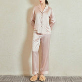 Silk Pajamas - Solid Color Long Sleeve Turn-Down Sleepwear - LANI SILK
